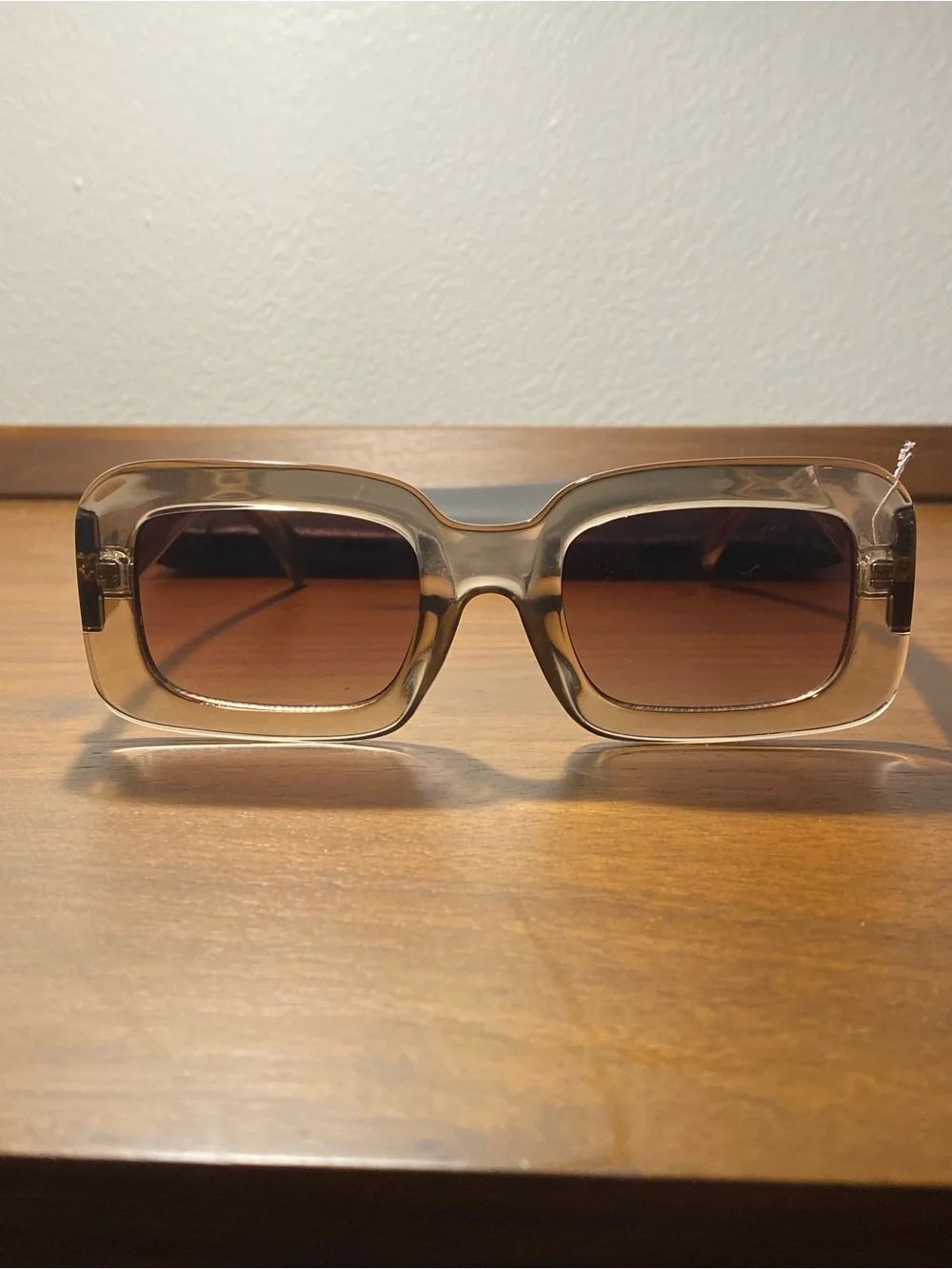 Kurt Geiger Transparent Brown Oversized Square Sunglasses